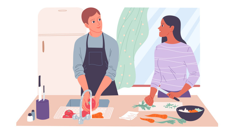 Cheap date ideas depictions of couple preparing a meal together