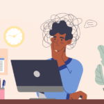 Graphic of man Bored at Work